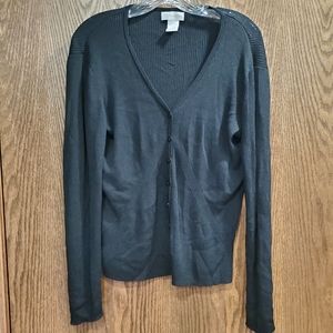 Worthington Long Sleeve Button Up Sweater Cardigan - Black - Size XL